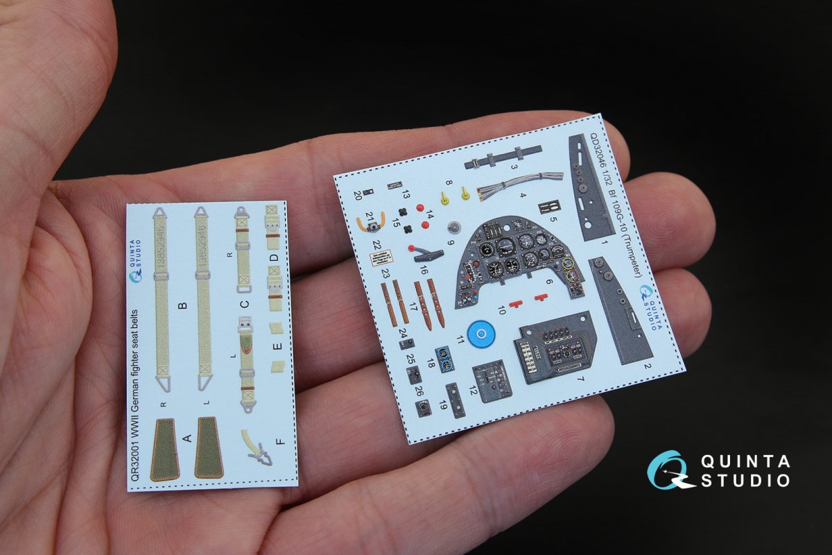 Quinta Studio QD32046 Bf 109G-10 3D-Printed &amp;amp; colored Interior on decal paper (for Trumpeter kit) 1/32 – image 3