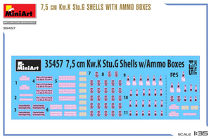 MiniArt 35457 7,5 cm Kw.K Stu.G SHELLS WITH AMMO BOXES 1/35 – zdjęcie 4
