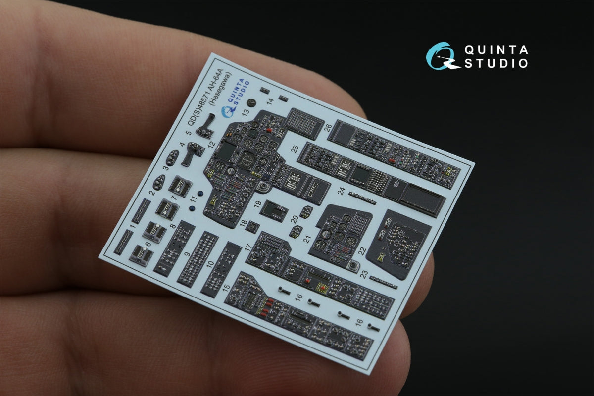 Quinta Studio QDS-48571 AH-64A 3D-Printed &amp;amp; coloured Interior on decal paper (Hasegawa) (small version) 1/48 – zdjęcie 5