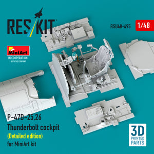 RESKIT RSU48-0495 P-47D-25,26 Thunderbolt cockpit (Detailed edition) for MiniArt kit (3D Printed) 1/48