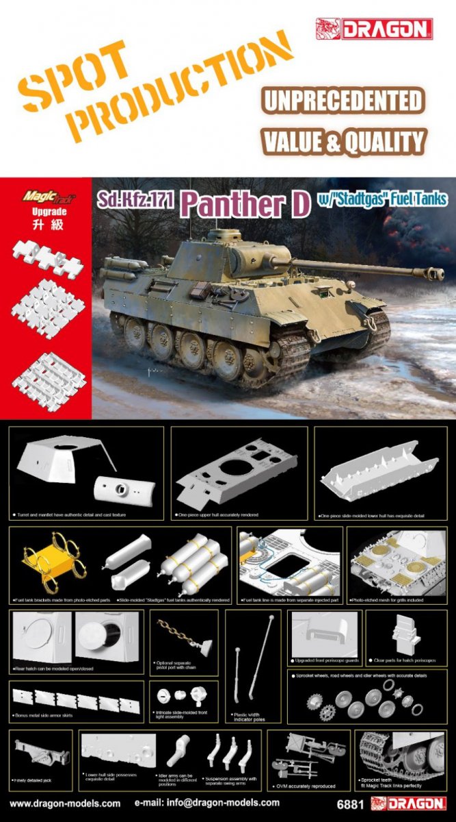 Dragon 6881 Panther D w/"Stadtgas" Fuel Tanks (Magic Track included) 1/35