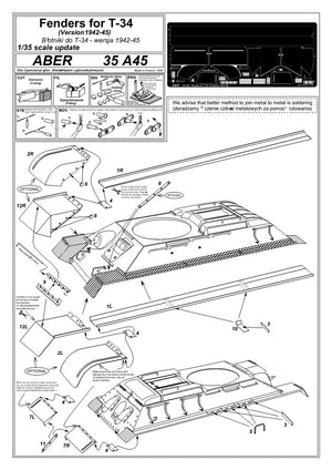 Aber 35A045 Fenders for T-34 (versions 42 to 45) (1/35) – image 4