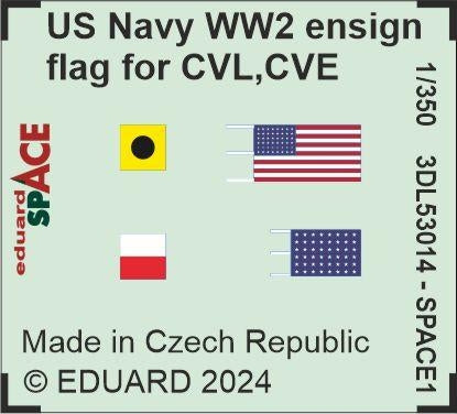 Eduard 3DL53014 US Navy WW2 ensign flag for CVL, CVE, CL &amp;amp; DD SPACE 1/350