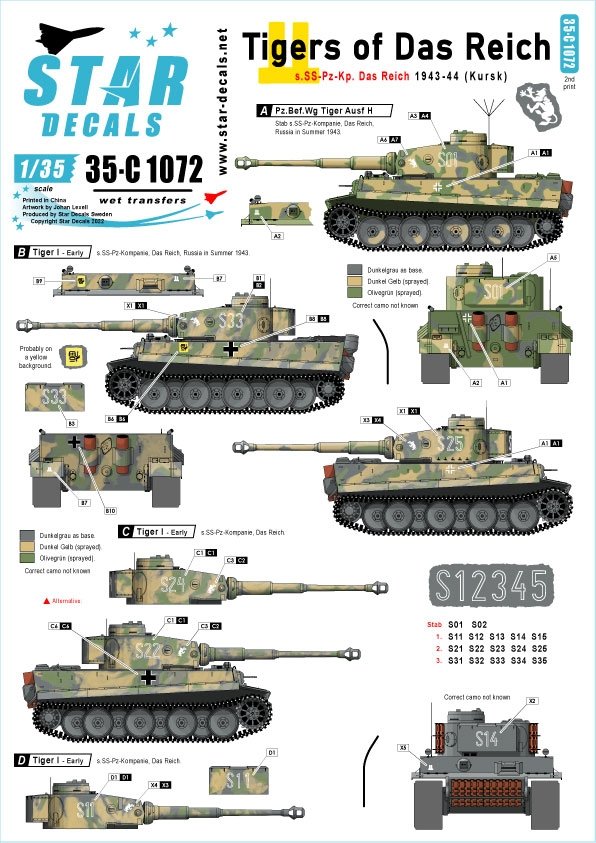 Star Decals 35-C1072 Tigers of Das Reich. s.SS-Pz-Kp Das Reich 1/35