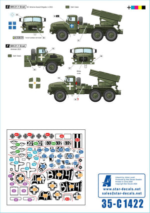 Star Decals 35-C1422 War in Ukraine 23 Ukrainian Big Guns and Rocket Artillery. 2S1 Gvostika, 2S9 Nona, 2S19 Msta-s, TOS-1 and BM-21 Grad 1/35 – image 2