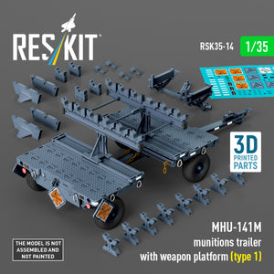 RESKIT RSK35-0014 MHU-141M munitions trailer with weapon platform (type 1) (3D Printed model kit) 1/35
