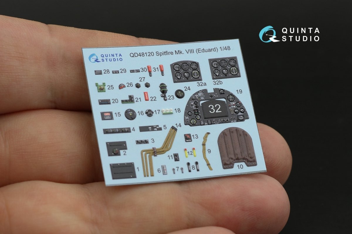 Quinta Studio QD48120 Spitfire Mk.VIII 3D-Printed &amp;amp; coloured Interior on decal paper (Eduard) 1/48 – zdjęcie 6