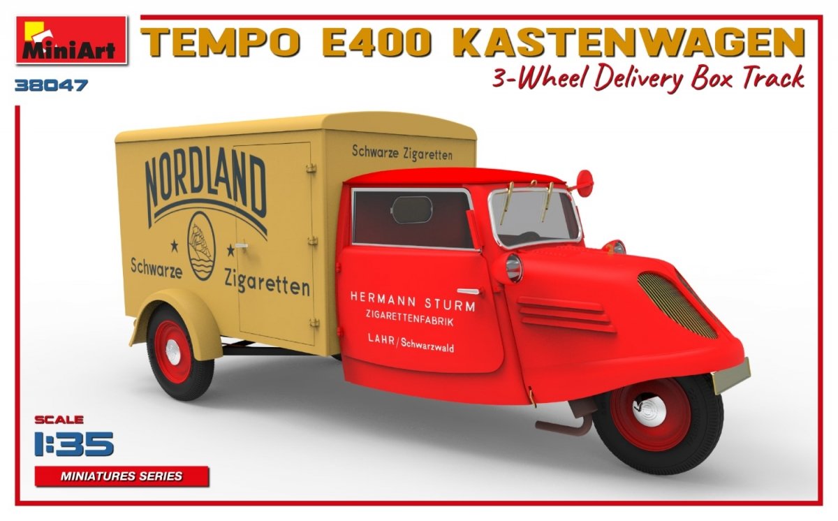 MiniArt 38047 TEMPO E400 KASTENWAGEN 3-WHEEL DELIVERY BOX TRACK 1/35 – zdjęcie 5