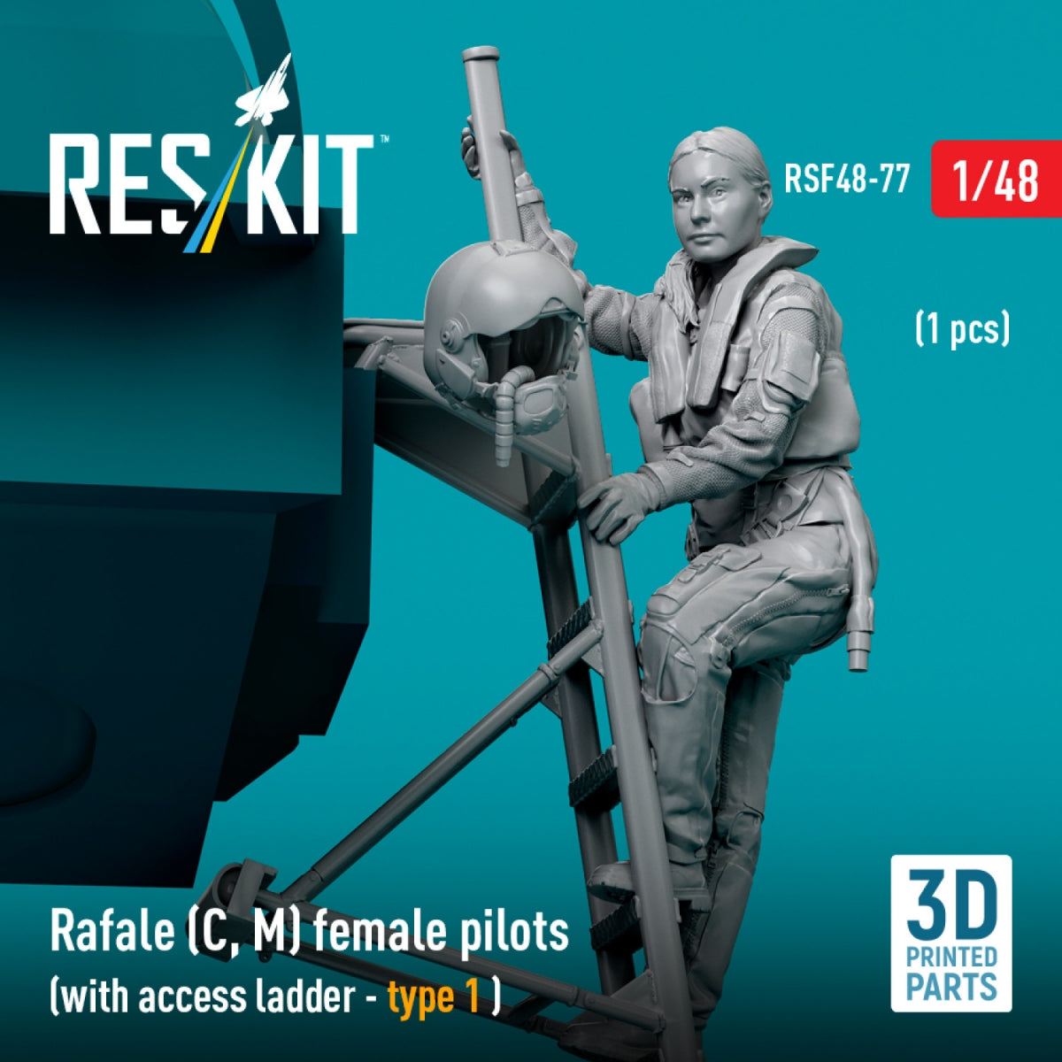 RESKIT RSF48-0077 Rafale (C, M) female pilot (with access ladder - type 1) (1 pcs) (3D Printed) 1/48 – image 3