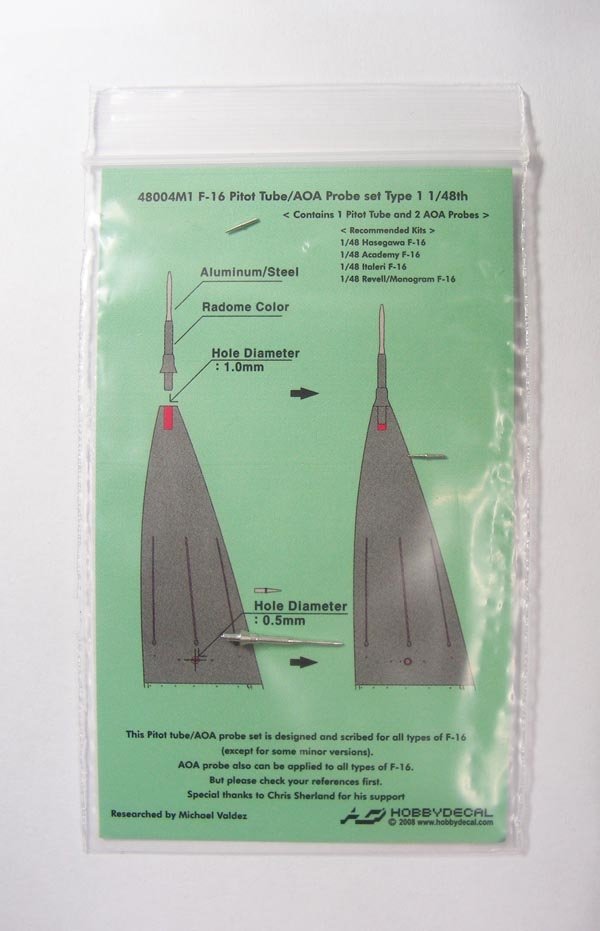 HobbyDecal MT48004V1 Jeu de tubes Pitot F-16 Type 1 1/48