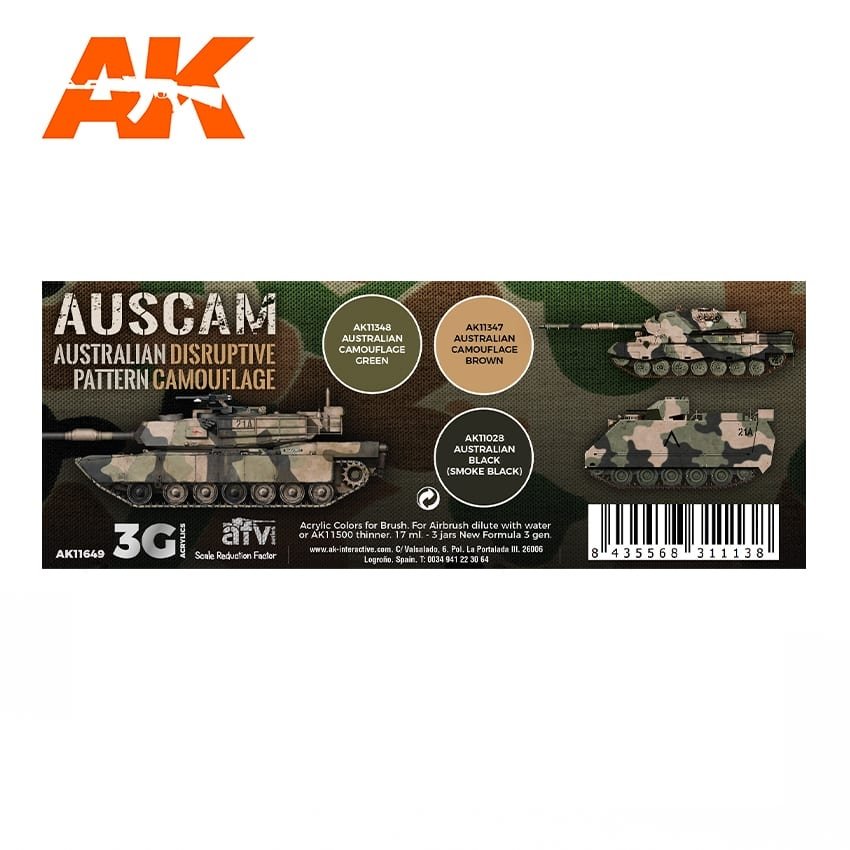 AK Interactive AK11649 3G AUSCAM COLORS 3x17ml – zdjęcie 2