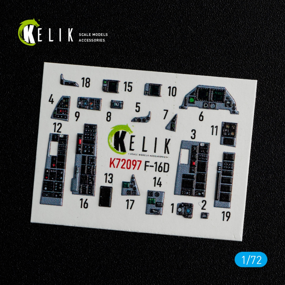 KELIK K72097 F-16D interior 3D decals for Revell kit 1/72 – image 3