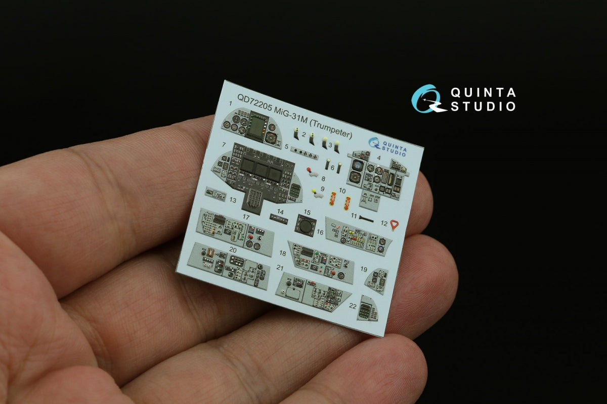 Quinta Studio QD72205 MiG-31M 3D-Printed &amp;amp; coloured Interior on decal paper (Trumpeter) 1/72 – zdjęcie 3