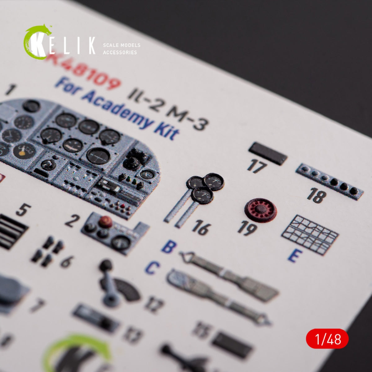 KELIK K48109 IL-2M3 - interior 3D decals for Academy/Accurate Miniatures kit 1/48 – zdjęcie 3