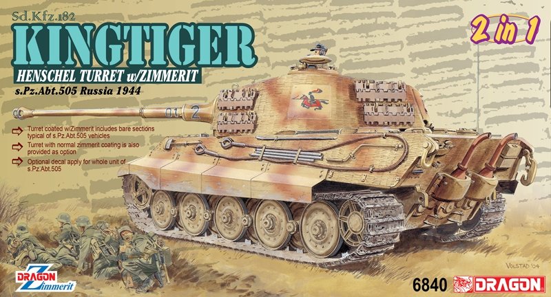 Dragon 6840 Sd.Kfz.182 Kingtiger Henschel Production avec Zimmerit s.Pz.Abt.505 Russie 1944 1/35