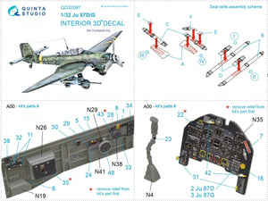 Quinta Studio QD32087 Ju87 D/G 3D-Printed &amp;amp; coloured Interior on decal paper (Trumpeter) 1/32 – zdjęcie 8