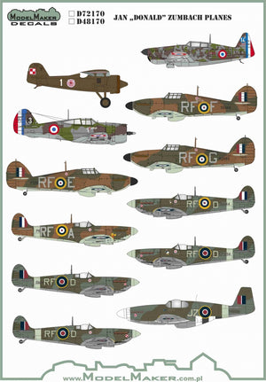 ModelMaker Decals D48170 Jan &amp;quot;Donald Duck&amp;quot; Zumbach Planes 1/48