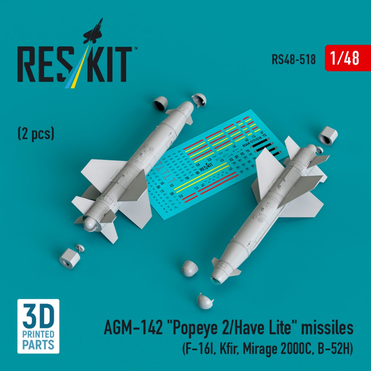 RESKIT RS48-0518 AGM-142 &amp;quot;Popeye 2/Have Lite&amp;quot; missiles (2 pcs) (3D Printed) 1/48 – imagen 2