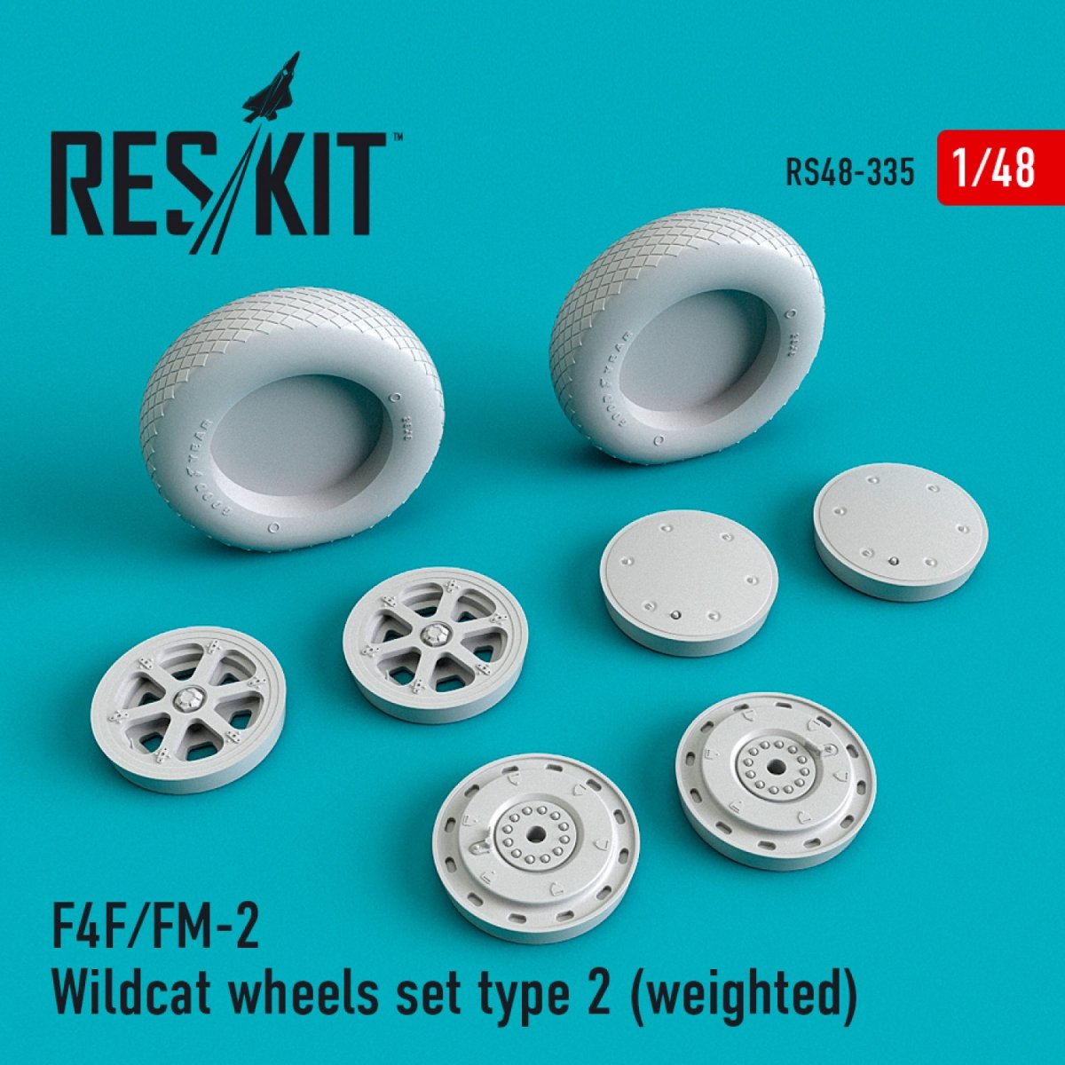 RESKIT RS48-0335 F4F/FM-2 « WILDCAT » JEU DE ROUES TYPE 2 (LESTÉ) 1/48