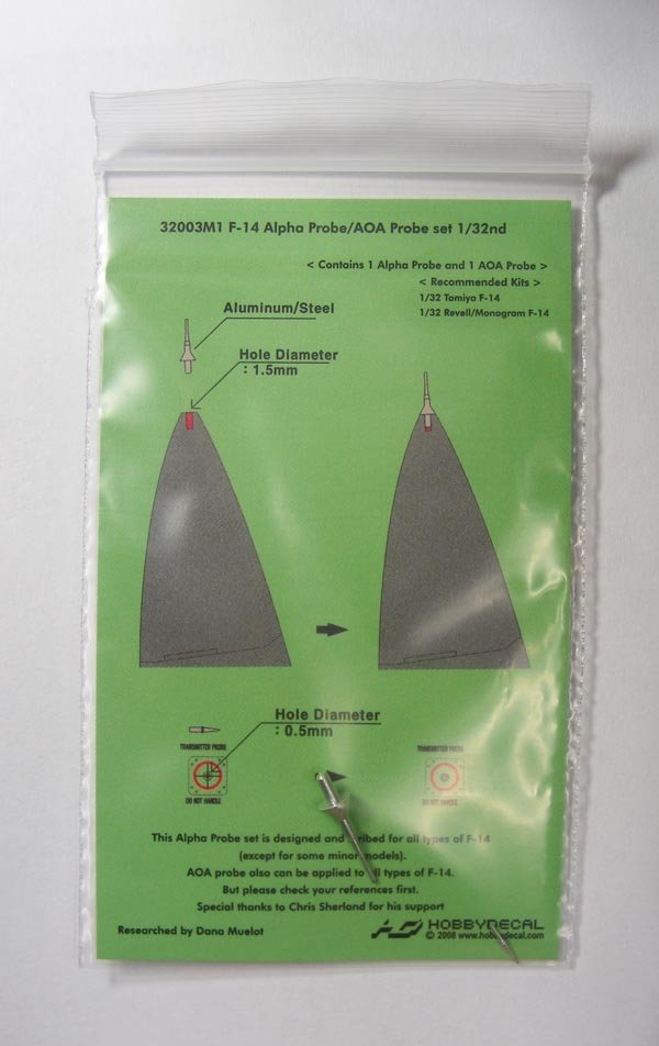 HobbyDecal MT32003V1 Ensemble de tubes Pitot F-14 1/32