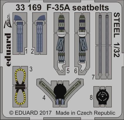 Ceintures de sécurité Eduard 33169 F-35A en acier ITALERI 1/32