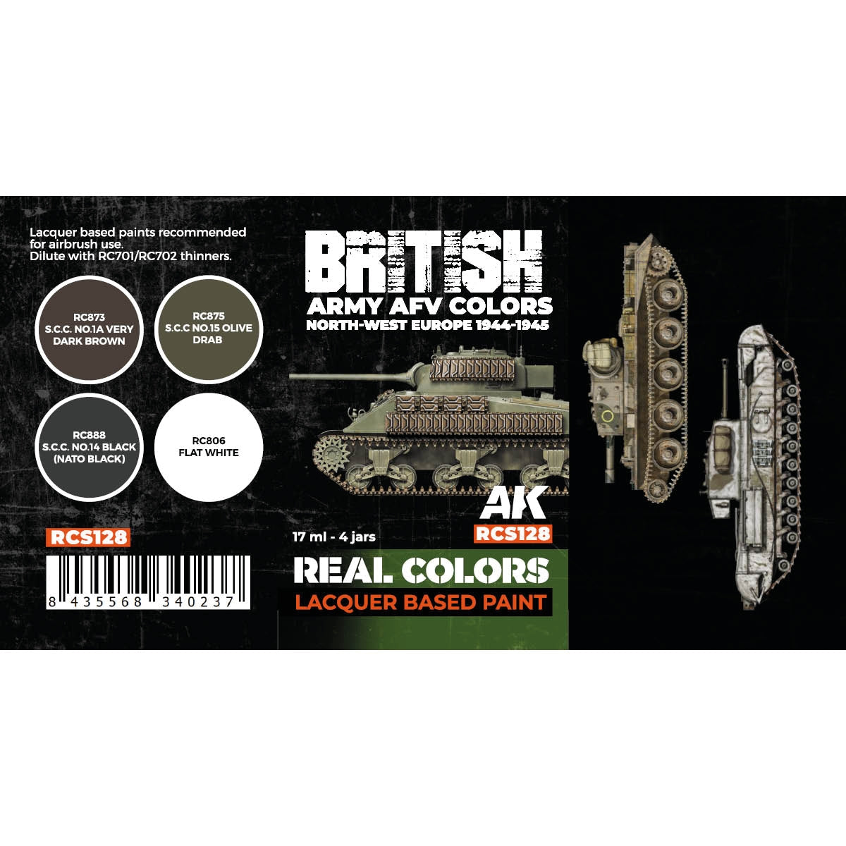 AK Interactive RCS128 British Army AFV Colors. North-West Europe 1944-1945 4x17ml – zdjęcie 2