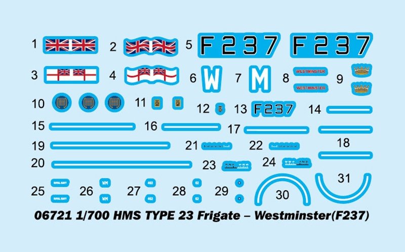 Trumpeter 06721 HMS TYPE 23 Frigate - Westminster (F237) 1/700 – zdjęcie 4