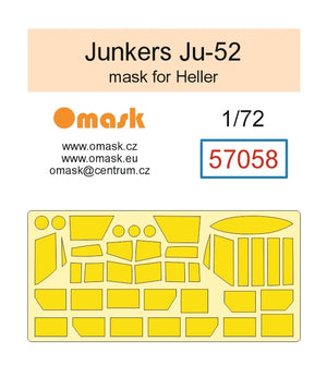 Omask 57058 Junkers Ju-52 Mask (for Heller) yellow masking tape 1/72