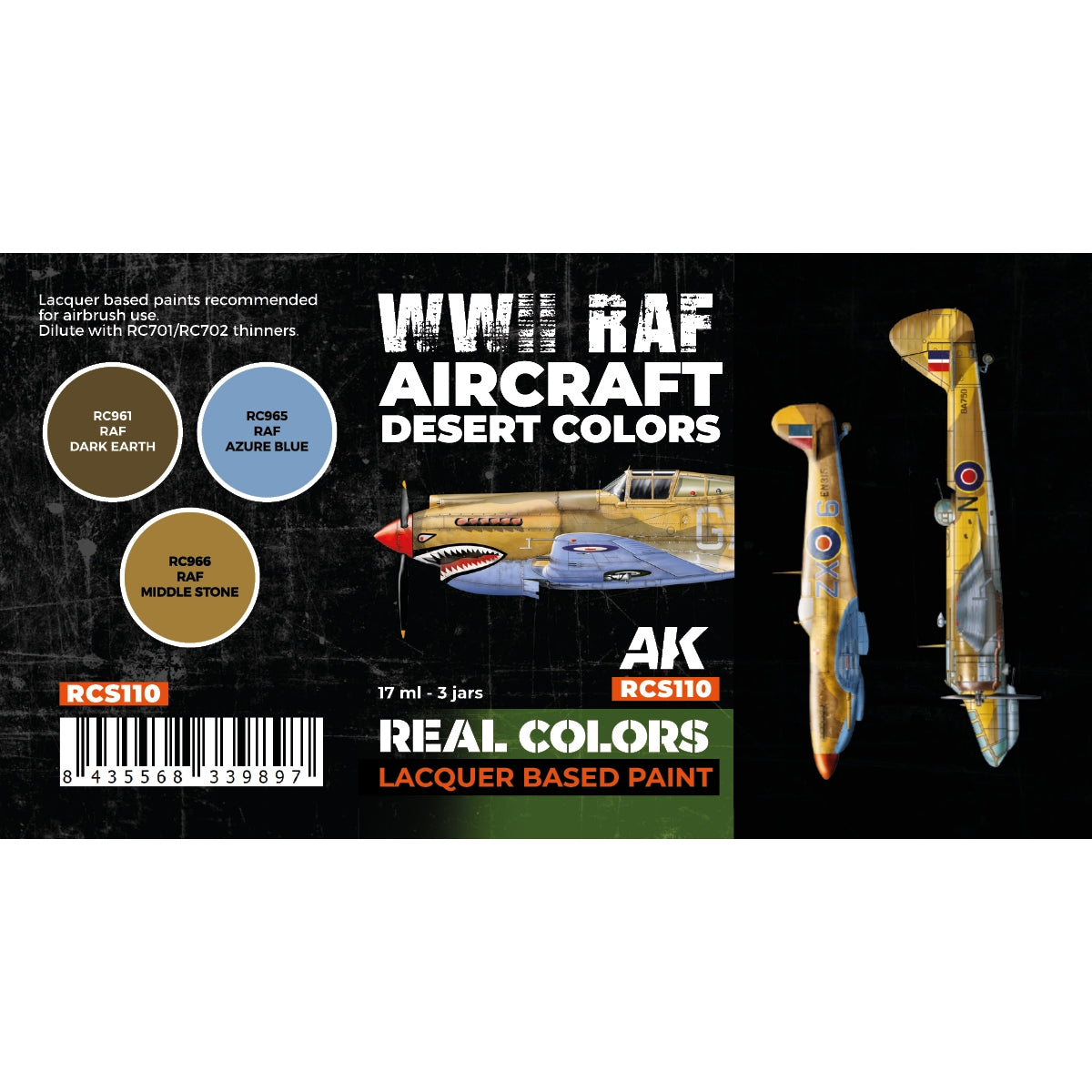 AK Interactive RCS110 WWII RAF Aircraft Desert Colors 3x17ml – zdjęcie 2