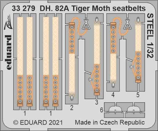 Ceintures de sécurité Eduard 33279 DH. 82A Tiger Moth en acier ICM 1/32