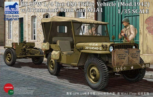 Bronco CB35107 US GPW 4x4 Light Utility Vehicle mod 1942 w/37mm AT Gun M3A1 1/35