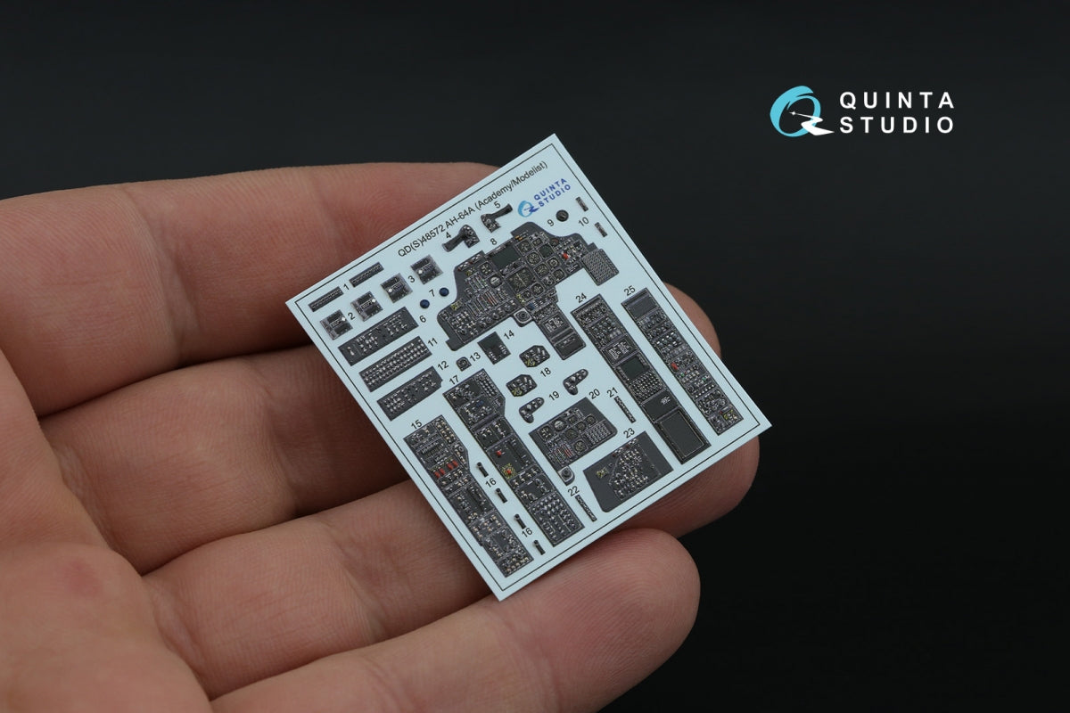 Quinta Studio QDS-48572 AH-64A 3D-Printed &amp;amp; coloured Interior on decal paper (Academy/Modelist) (small version) 1/48 – zdjęcie 6
