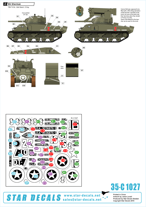 Star Decals 35-C1027 US 70th Tank Battalion on Utah Beach 1/35 – zdjęcie 2