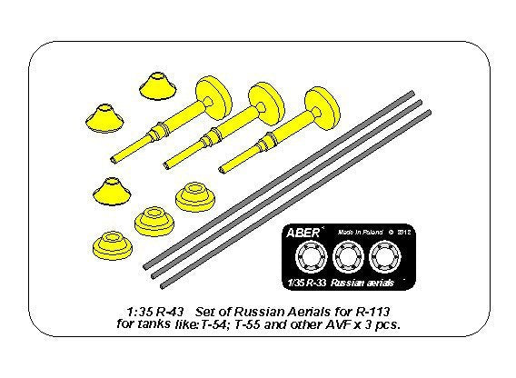 Aber R-43 Set of aerials R-113 for Russian Tanks like: T-54; T-55 and other AVF 1/35 – zdjęcie 6