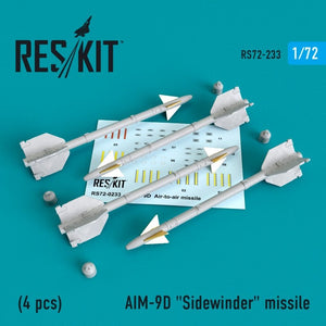 RESKIT RS72-0233 AIM-9D &amp;quot;Sidewinder&amp;quot; missile (4 PCS) 1/72