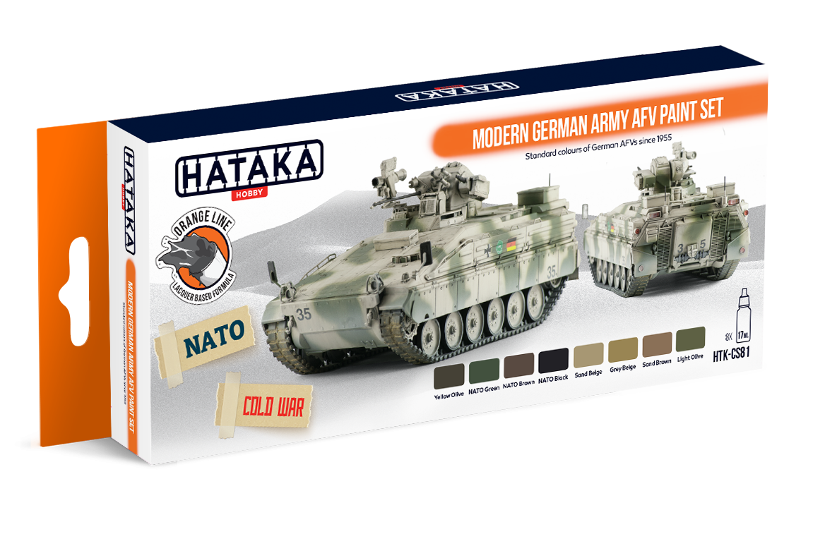 Hataka HTK-CS81 ORANGE LINE – Set de peinture pour véhicules blindés de l'armée allemande moderne (8 x 17 ml)