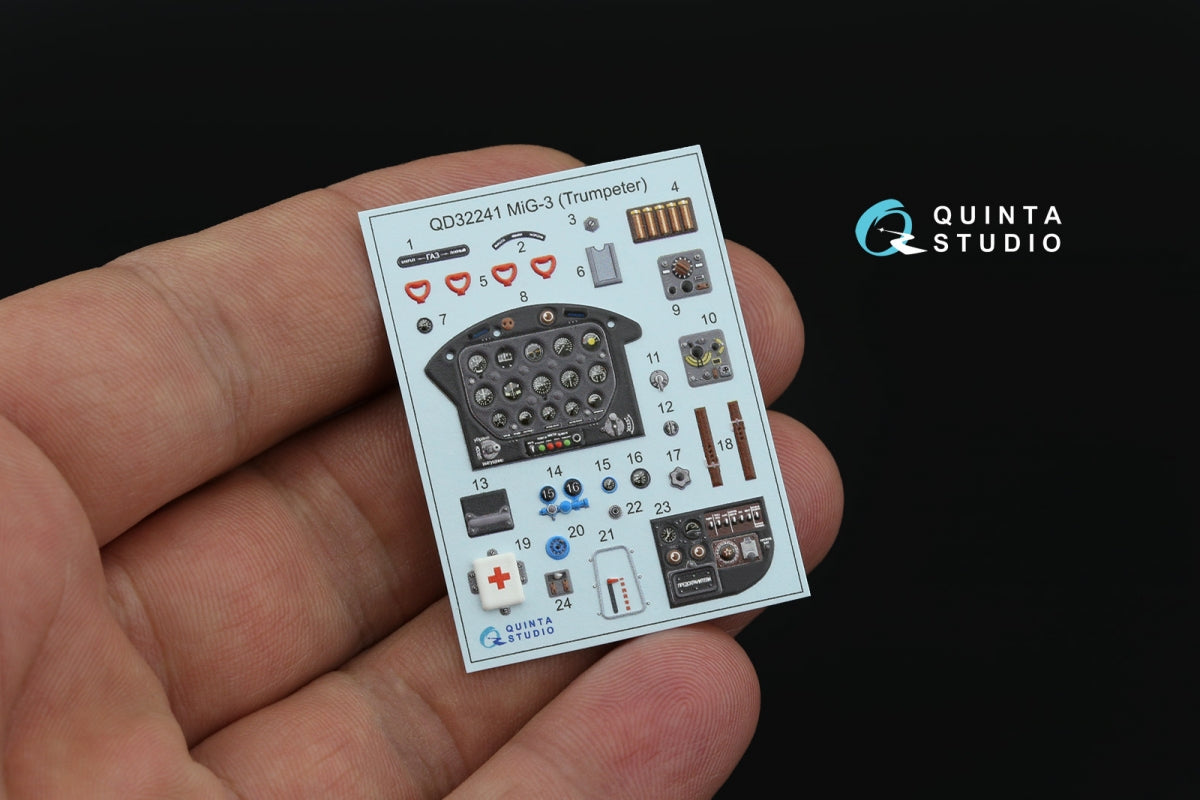 Quinta Studio QD+32241 MiG-3 3D-Printed &amp;amp; coloured Interior on decal paper (Trumpeter) (with 3D-printed resin parts) 1/32 – zdjęcie 5