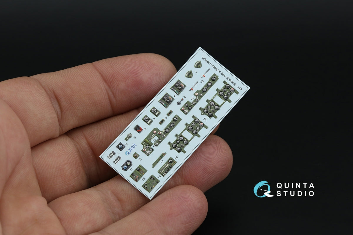 Quinta Studio QD48611 A6M2-K Zero 3D-Printed &amp;amp; coloured Interior on decal paper (Eduard) 1/48 – imagen 7