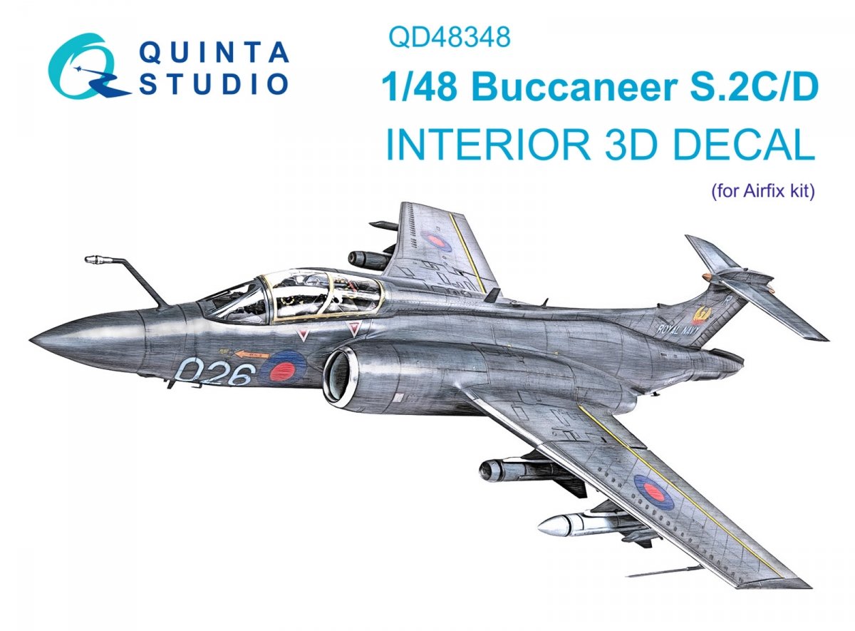 Quinta Studio QD48348 Buccaneer S.2C/D 3D-Printed & coloured Interior on decal paper (Airfix) 1/48