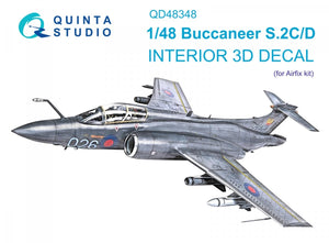 Quinta Studio QD48348 Buccaneer S.2C/D 3D-Printed &amp;amp; colored Interior on decal paper (Airfix) 1/48