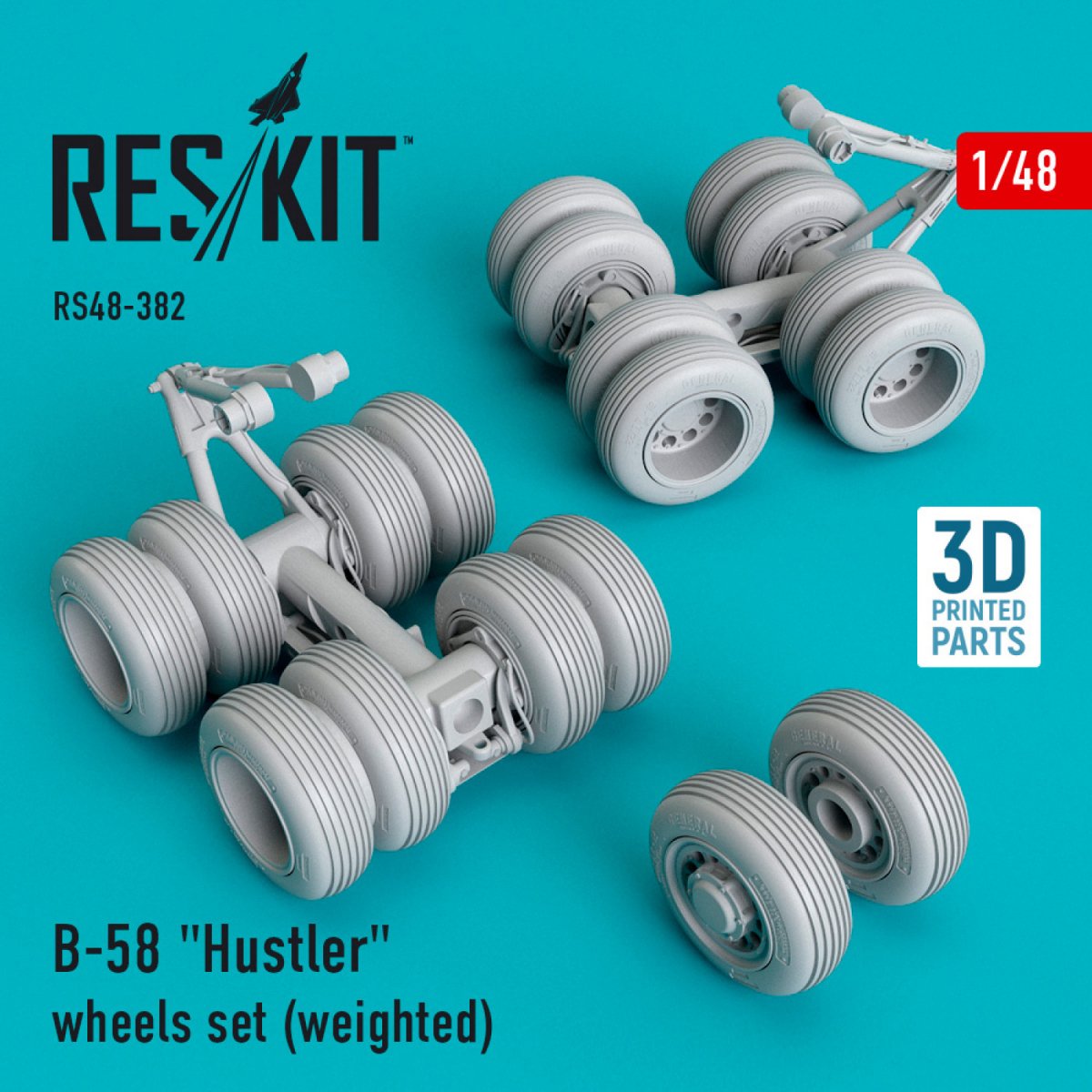 RESKIT RS48-0382 B-58 « HUSTLER » JEU DE ROUES (LESTÉ) 1/48