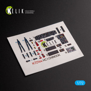 KELIK K72144 HC.1 Chinook - interior 3D decals for Airfix kit 1/72