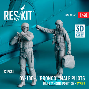 RESKIT RSF48-0043 OV-10D+ &amp;quot;Bronco&amp;quot; male pilots (in a standing position - type 2) (2 pcs) (3D Printed) 1/48