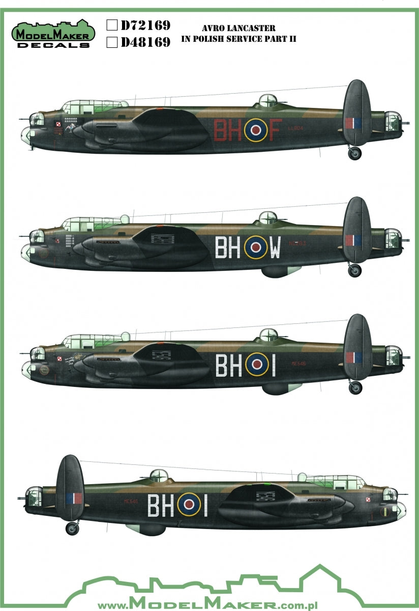 Décalcomanies ModelMaker MD48169 Avro Lancaster en service polonais, partie II, échelle 1/48