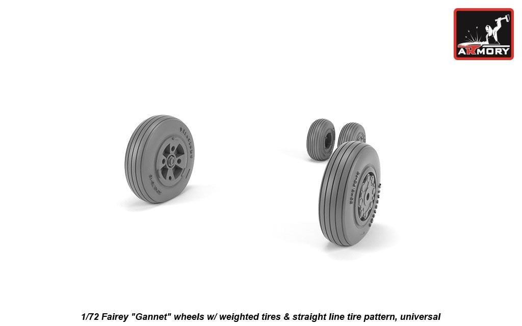 Armory Models AW72412 Fairey Gannet early type wheels w/ weighted tires of straight tire pattern 1/72 – zdjęcie 4