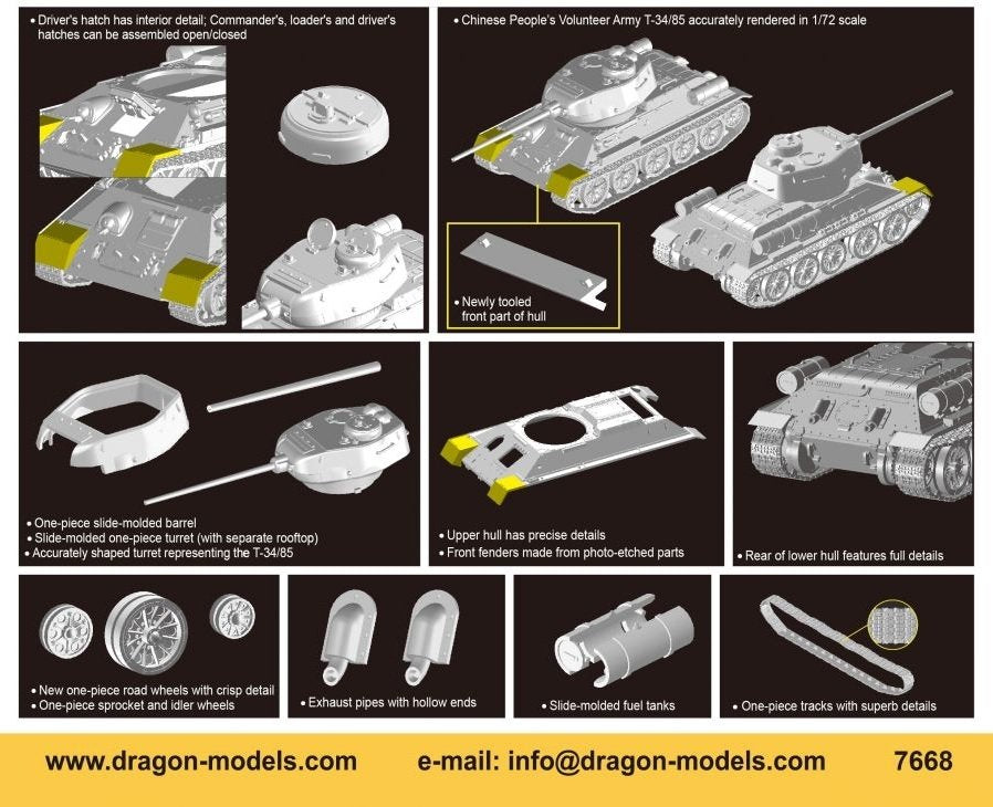 Dragon 7668 Chinese Volunteer T-34/85 1/72 – image 2