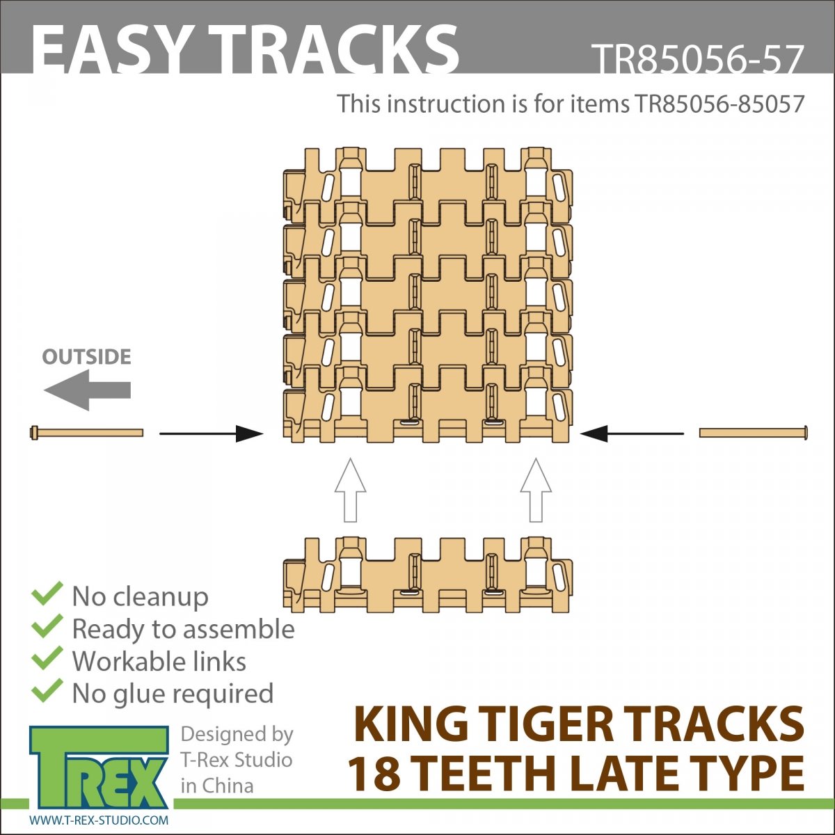 T-Rex Studio TR85056 King Tiger Tracks 18 Teeth Late Type 1/35 – zdjęcie 5