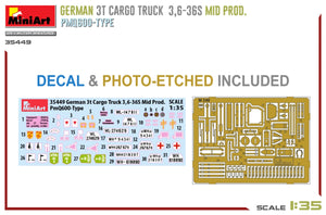 Miniart 35449 GERMAN 3T CARGO TRUCK 3.6-36S MID PROD. PMQ600-TYPE 1/35 – image 7