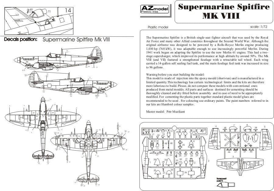 AZ Model AZ7378 Spitfire Mk.VIII RAF 1/72 – zdjęcie 4
