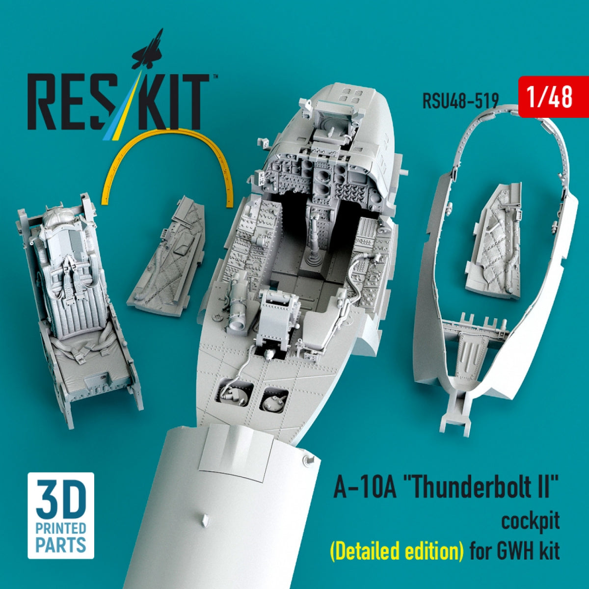 RESKIT RSU48-0519 A-10A "Thunderbolt II" cockpit (Detailed edition) for GWH kit (3D Printed) 1/48